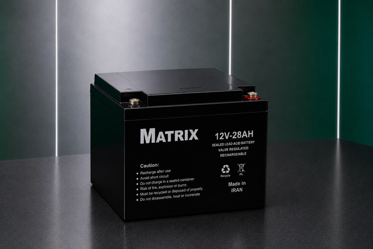 باتری یو پی اس 12 ولت 28 آمپر ساعت برند MATRIX - ماتریکس